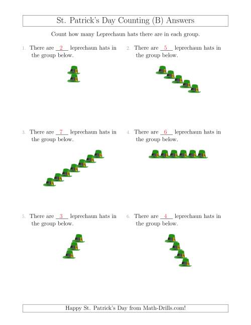 The Counting Leprechaun Hats in Linear Arrangements (B) Math Worksheet Page 2