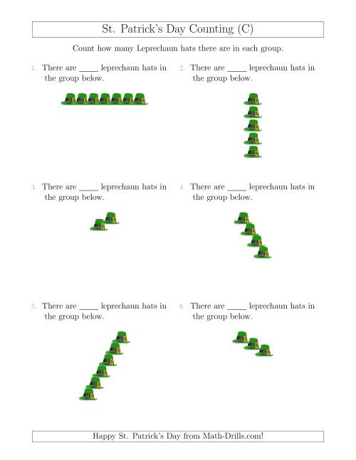 The Counting Leprechaun Hats in Linear Arrangements (C) Math Worksheet