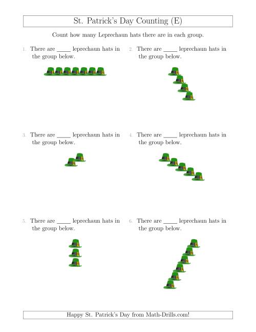 The Counting Leprechaun Hats in Linear Arrangements (E) Math Worksheet