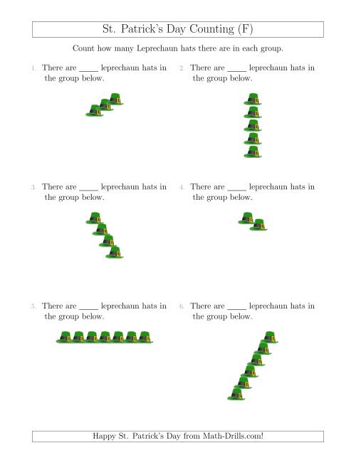 The Counting Leprechaun Hats in Linear Arrangements (F) Math Worksheet