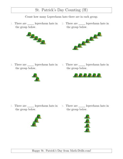 The Counting Leprechaun Hats in Linear Arrangements (H) Math Worksheet