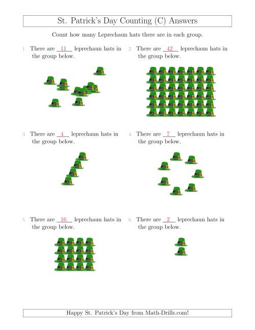 The Counting Leprechaun Hats in Various Arrangements (C) Math Worksheet Page 2