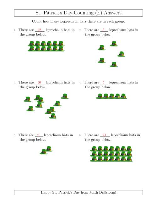 The Counting Leprechaun Hats in Various Arrangements (E) Math Worksheet Page 2