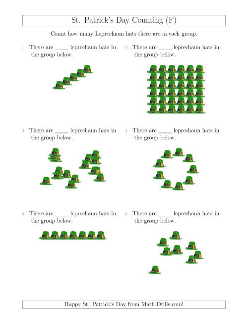 The Counting Leprechaun Hats in Various Arrangements (F) Math Worksheet