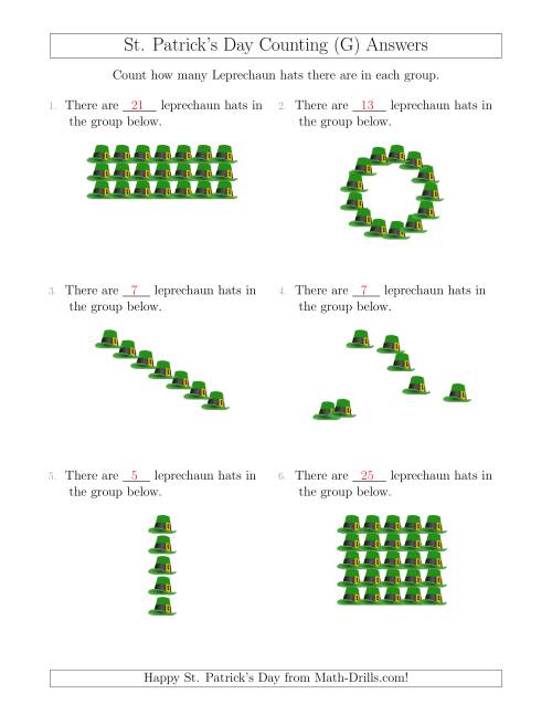 The Counting Leprechaun Hats in Various Arrangements (G) Math Worksheet Page 2