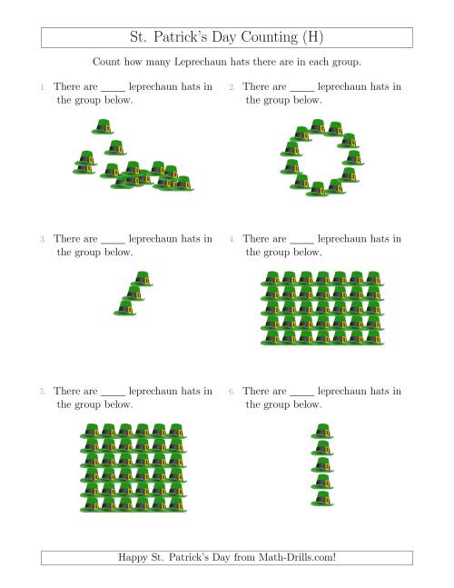 The Counting Leprechaun Hats in Various Arrangements (H) Math Worksheet
