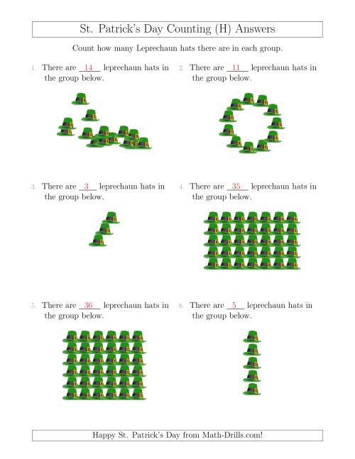 The Counting Leprechaun Hats in Various Arrangements (H) Math Worksheet Page 2