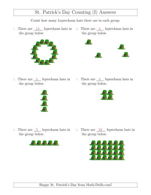 The Counting Leprechaun Hats in Various Arrangements (I) Math Worksheet Page 2