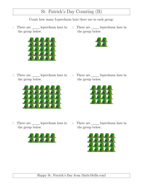 The Counting Leprechaun Hats in Rectangular Arrangements (B) Math Worksheet