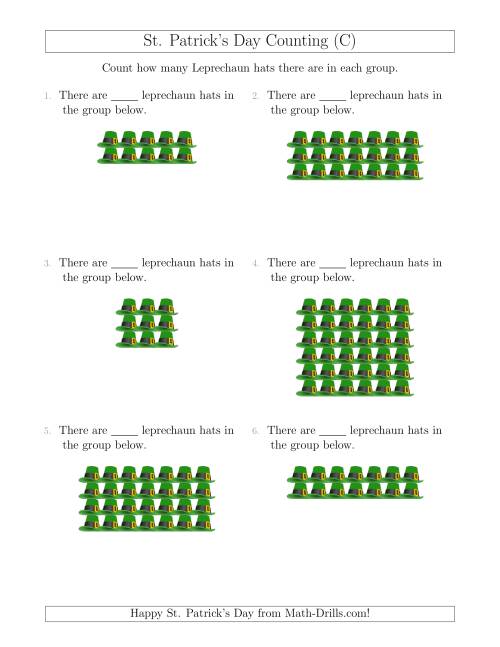 The Counting Leprechaun Hats in Rectangular Arrangements (C) Math Worksheet