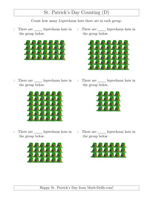 The Counting Leprechaun Hats in Rectangular Arrangements (D) Math Worksheet