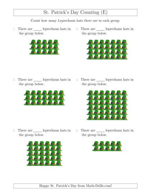 The Counting Leprechaun Hats in Rectangular Arrangements (E) Math Worksheet