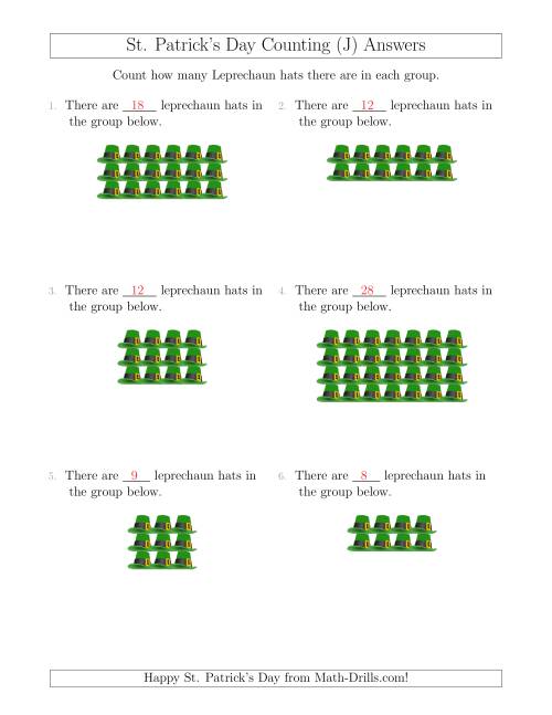 The Counting Leprechaun Hats in Rectangular Arrangements (J) Math Worksheet Page 2