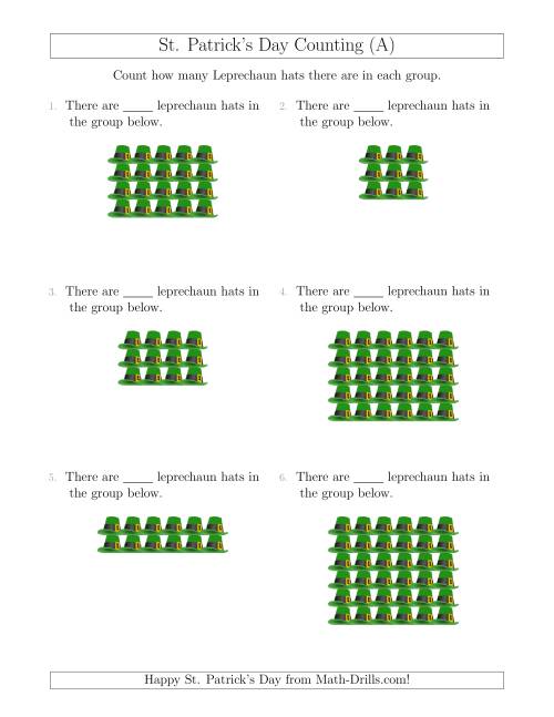 The Counting Leprechaun Hats in Rectangular Arrangements (All) Math Worksheet