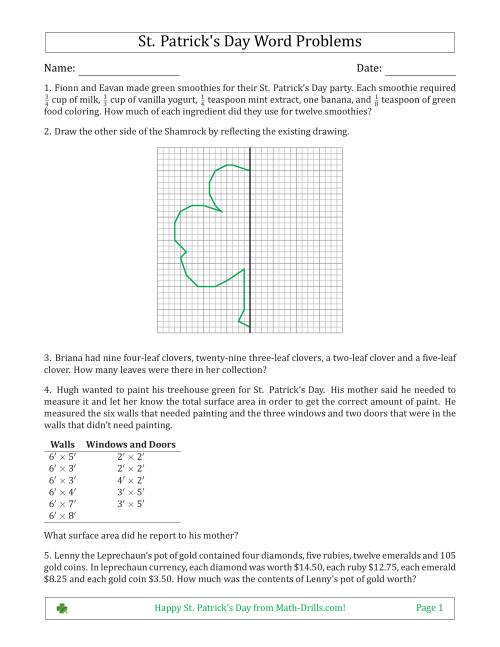 The Saint Patrick's Day Math Word Problems - Multi-Step - Middle School Math Worksheet