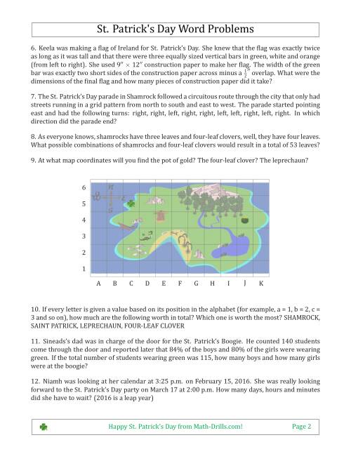 The Saint Patrick's Day Math Word Problems - Multi-Step - Middle School Math Worksheet Page 2