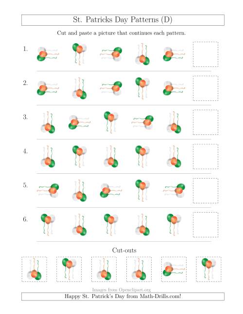 The St. Patrick's Day Picture Patterns with Rotation Attribute Only (D) Math Worksheet