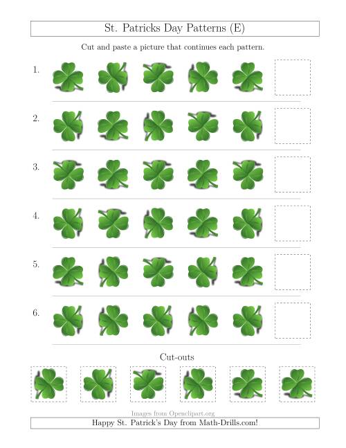 The St. Patrick's Day Picture Patterns with Rotation Attribute Only (E) Math Worksheet