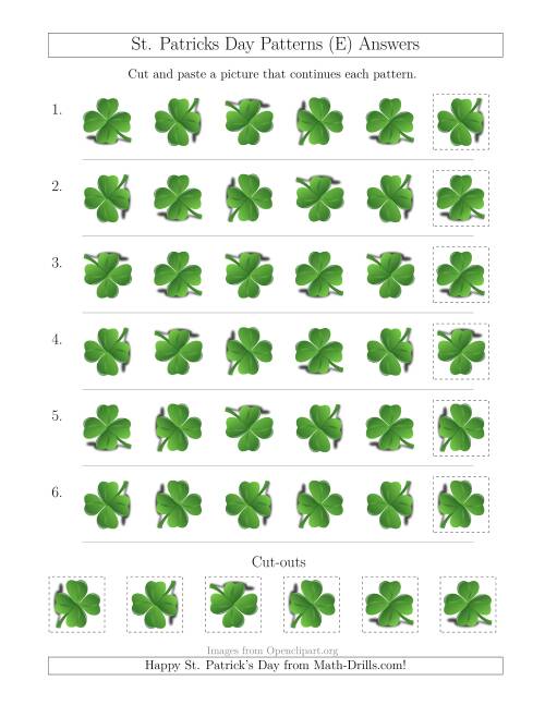 The St. Patrick's Day Picture Patterns with Rotation Attribute Only (E) Math Worksheet Page 2
