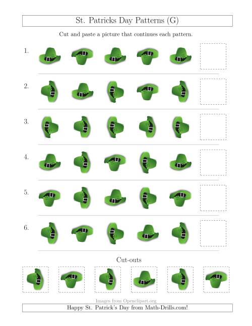 The St. Patrick's Day Picture Patterns with Rotation Attribute Only (G) Math Worksheet
