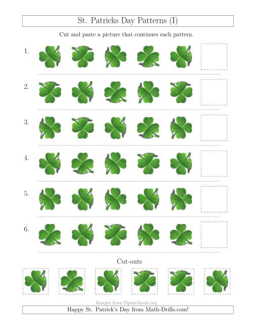 The St. Patrick's Day Picture Patterns with Rotation Attribute Only (I) Math Worksheet