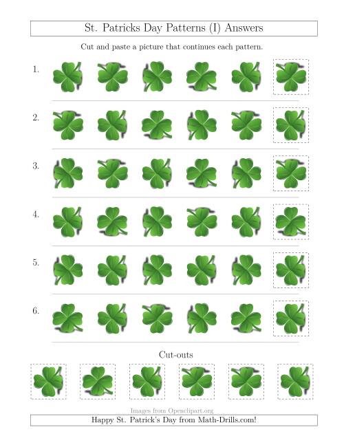 The St. Patrick's Day Picture Patterns with Rotation Attribute Only (I) Math Worksheet Page 2