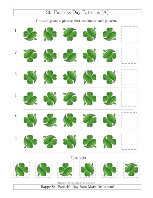 The St. Patrick's Day Picture Patterns with Rotation Attribute Only (All) Math Worksheet