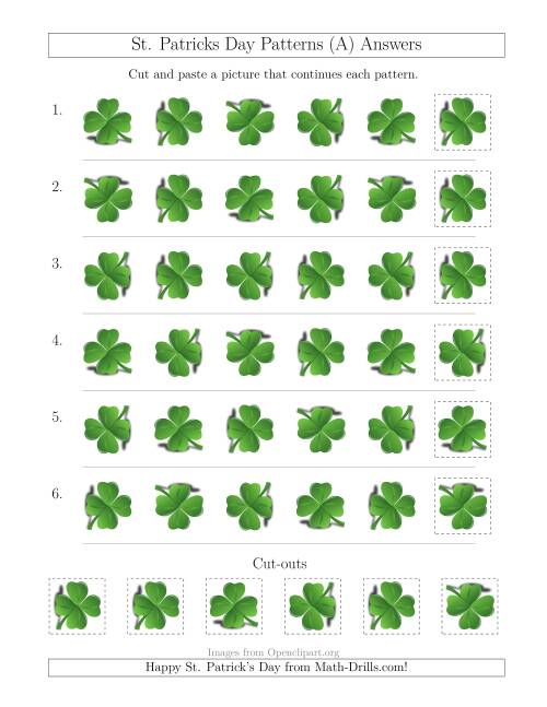 The St. Patrick's Day Picture Patterns with Rotation Attribute Only (All) Math Worksheet Page 2