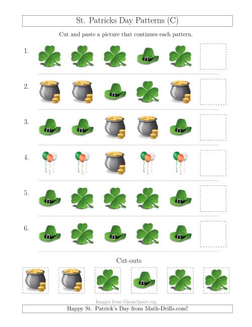 The St. Patrick's Day Picture Patterns with Shape Attribute Only (C) Math Worksheet