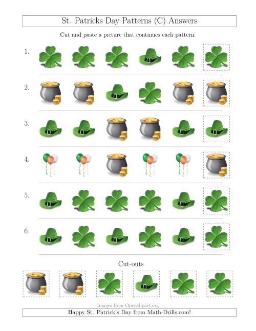 The St. Patrick's Day Picture Patterns with Shape Attribute Only (C) Math Worksheet Page 2