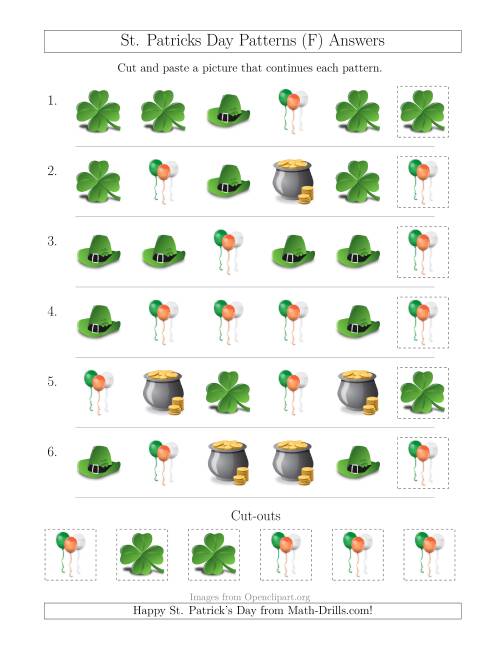 The St. Patrick's Day Picture Patterns with Shape Attribute Only (F) Math Worksheet Page 2