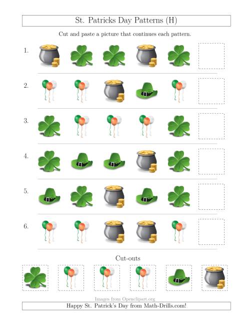 The St. Patrick's Day Picture Patterns with Shape Attribute Only (H) Math Worksheet