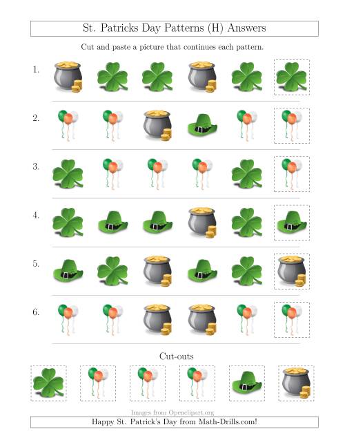 The St. Patrick's Day Picture Patterns with Shape Attribute Only (H) Math Worksheet Page 2
