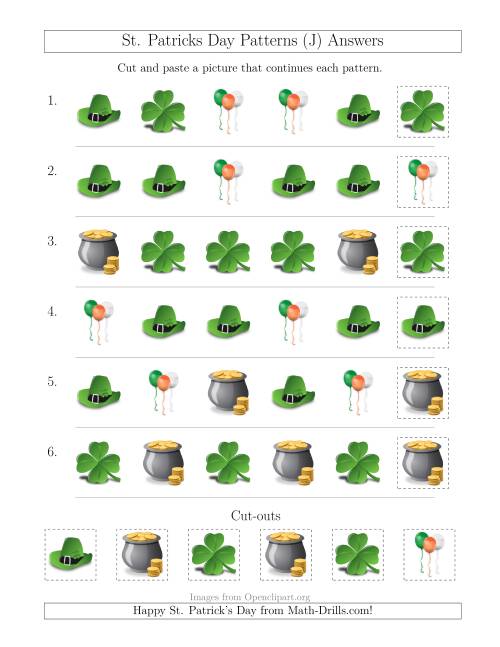 The St. Patrick's Day Picture Patterns with Shape Attribute Only (J) Math Worksheet Page 2