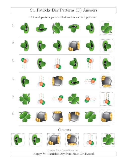The St. Patrick's Day Picture Patterns with Shape and Rotation Attributes (D) Math Worksheet Page 2