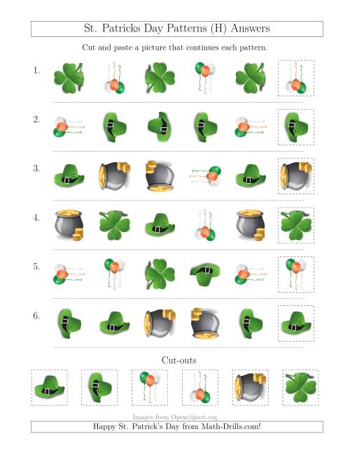 The St. Patrick's Day Picture Patterns with Shape and Rotation Attributes (H) Math Worksheet Page 2
