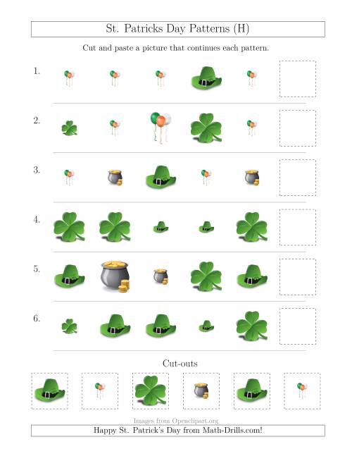The St. Patrick's Day Picture Patterns with Size and Shape Attributes (H) Math Worksheet
