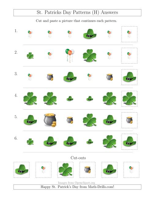 The St. Patrick's Day Picture Patterns with Size and Shape Attributes (H) Math Worksheet Page 2