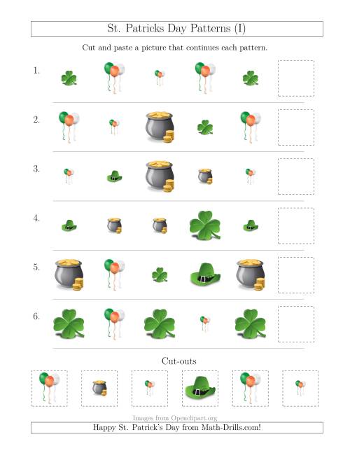 The St. Patrick's Day Picture Patterns with Size and Shape Attributes (I) Math Worksheet