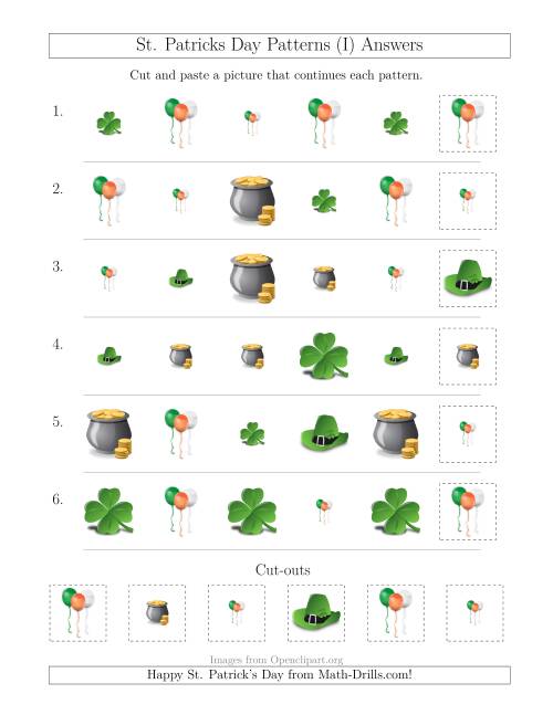 The St. Patrick's Day Picture Patterns with Size and Shape Attributes (I) Math Worksheet Page 2