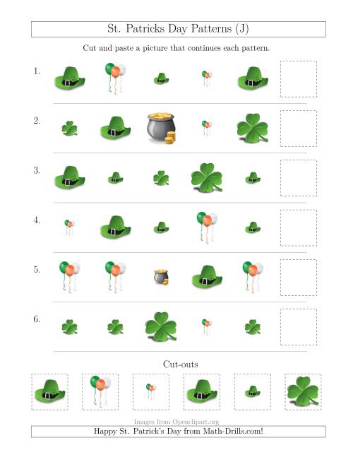 The St. Patrick's Day Picture Patterns with Size and Shape Attributes (J) Math Worksheet