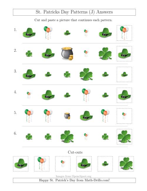 The St. Patrick's Day Picture Patterns with Size and Shape Attributes (J) Math Worksheet Page 2