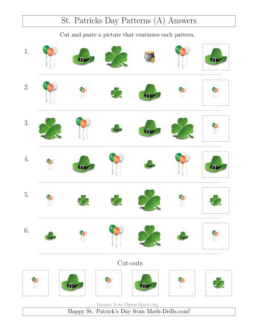 The St. Patrick's Day Picture Patterns with Size and Shape Attributes (All) Math Worksheet Page 2