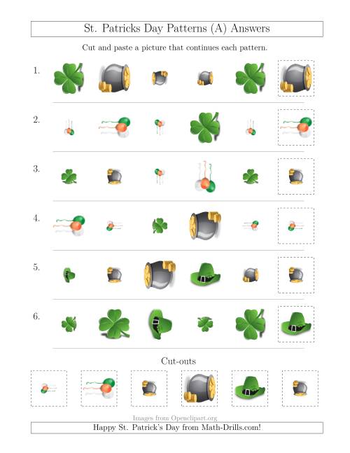 The St. Patrick's Day Picture Patterns with Shape, Size and Rotation Attributes (All) Math Worksheet Page 2