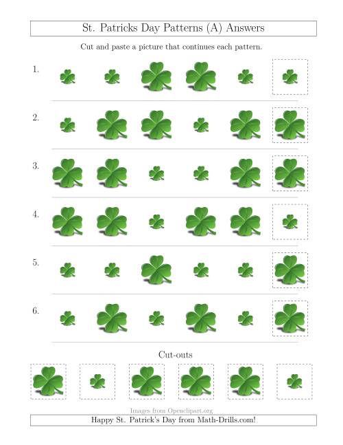 The St. Patrick's Day Picture Patterns with Size Attribute Only (A) Math Worksheet Page 2