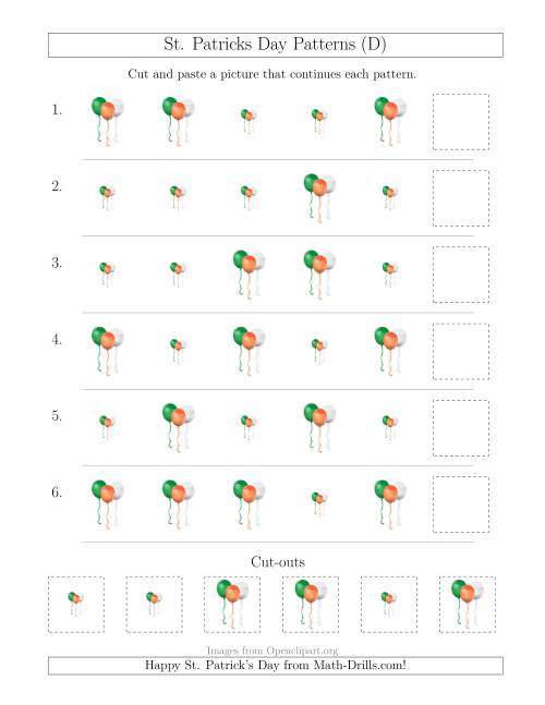 The St. Patrick's Day Picture Patterns with Size Attribute Only (D) Math Worksheet