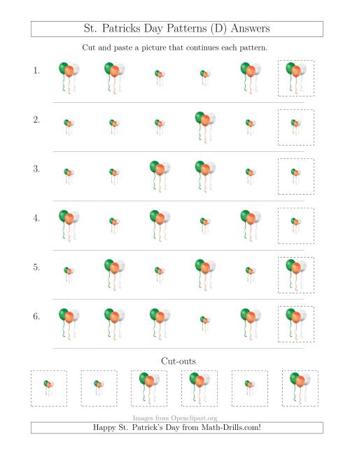 The St. Patrick's Day Picture Patterns with Size Attribute Only (D) Math Worksheet Page 2