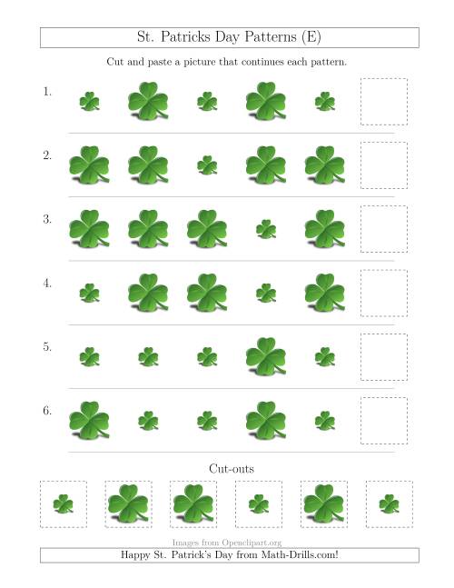 The St. Patrick's Day Picture Patterns with Size Attribute Only (E) Math Worksheet