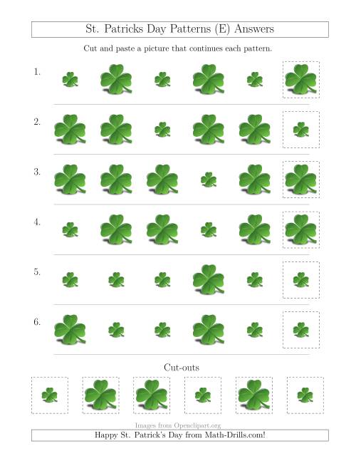 The St. Patrick's Day Picture Patterns with Size Attribute Only (E) Math Worksheet Page 2