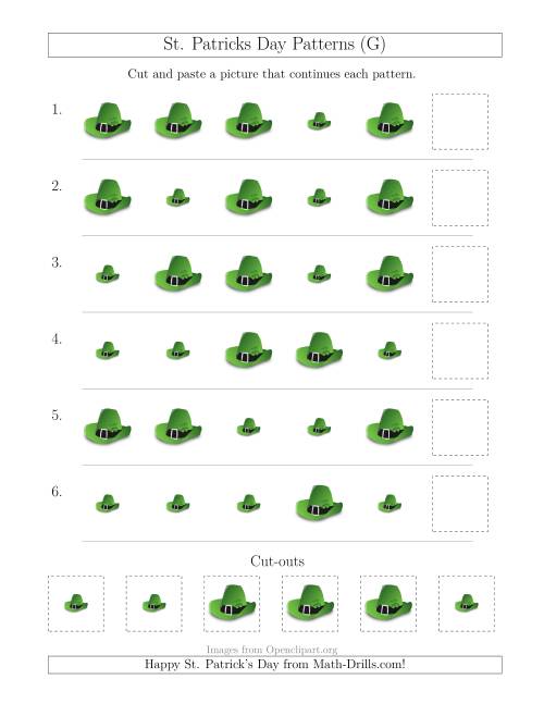 The St. Patrick's Day Picture Patterns with Size Attribute Only (G) Math Worksheet